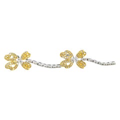 Diamond Butterfly Dangler Earrings in 18 Karat Yellow Gold
