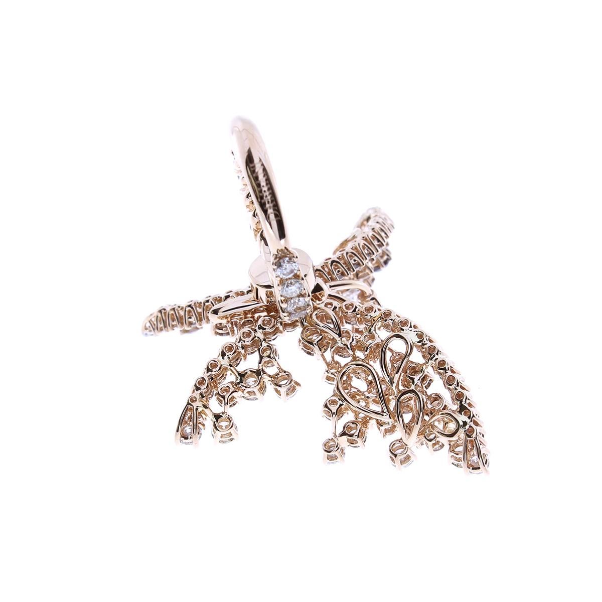 Contemporary Diamond Butterfly Diamond Ring For Sale