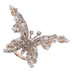 Bague papillon en diamant et diamants