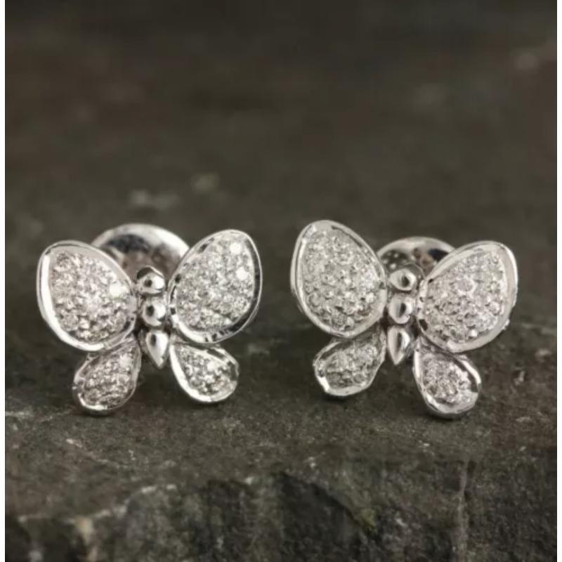 Diamond Butterfly Earring 14K White Gold Stud Earring Minimalist Fine Jewelry
Light weight can be worn everyday

Additional information:
Condition: New with tags: A brand-new, unused, and unworn item (including handmade items) in the original
