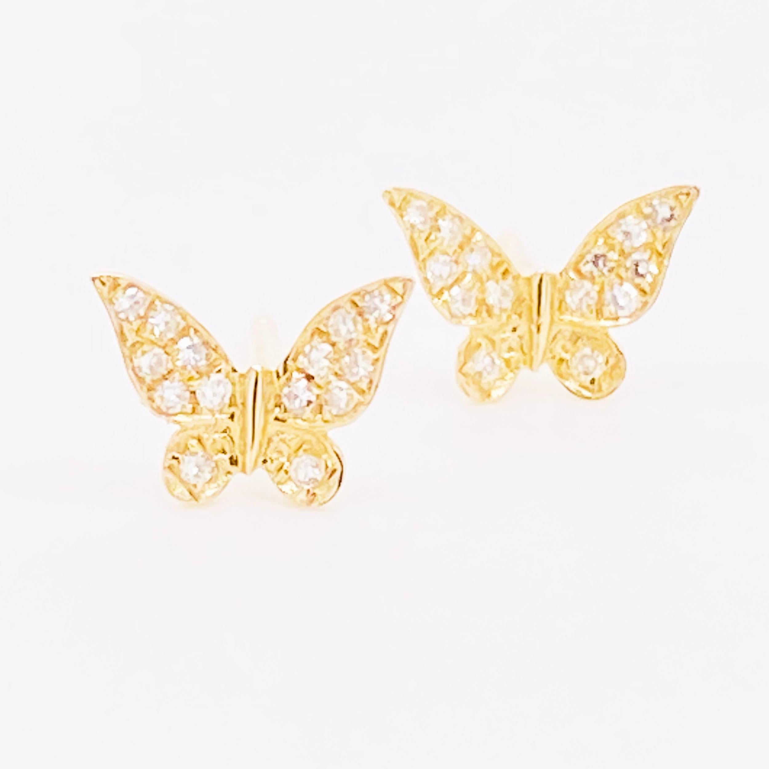 gold diamond butterfly earrings