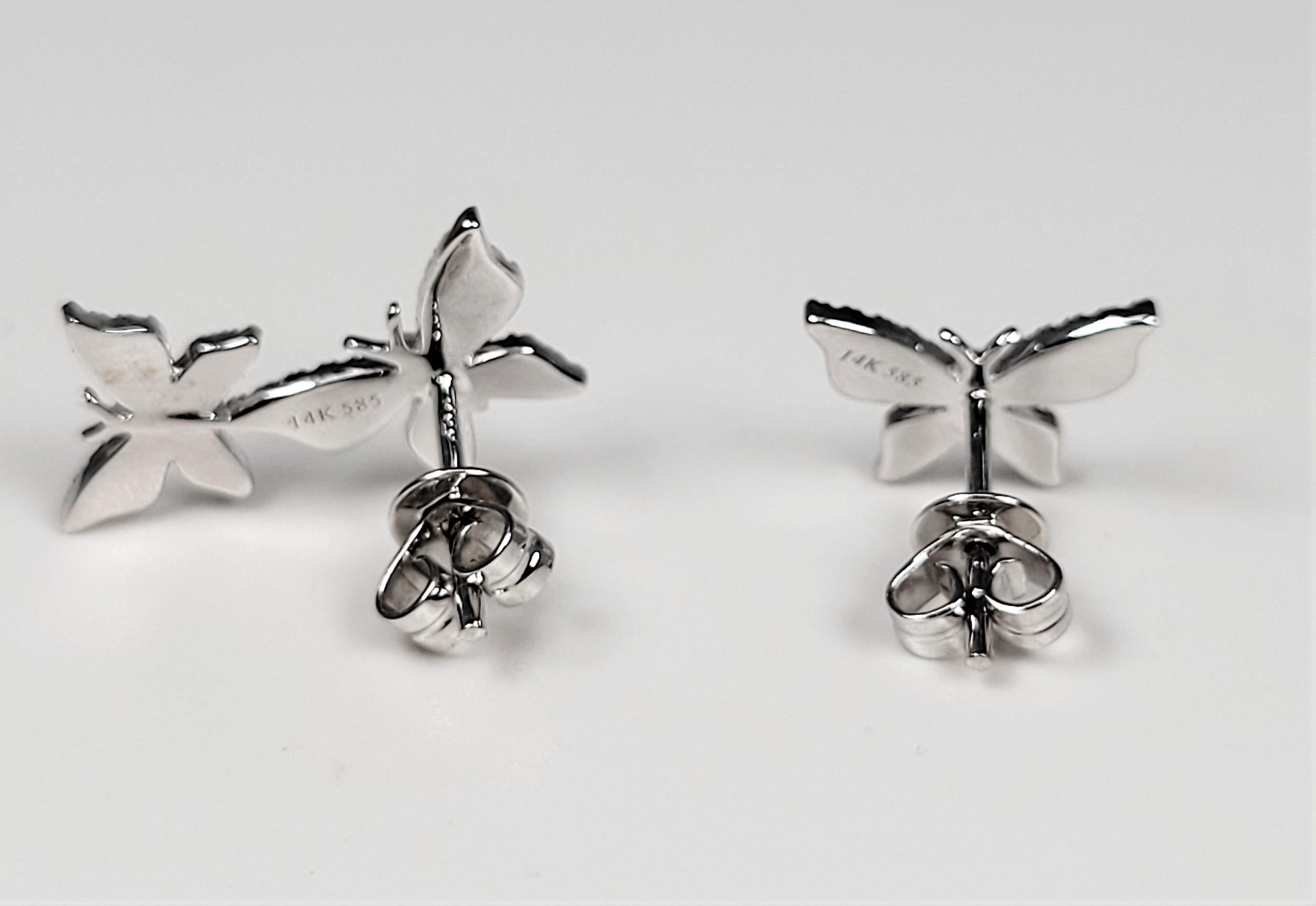 Round Cut Diamond Butterfly Earrings