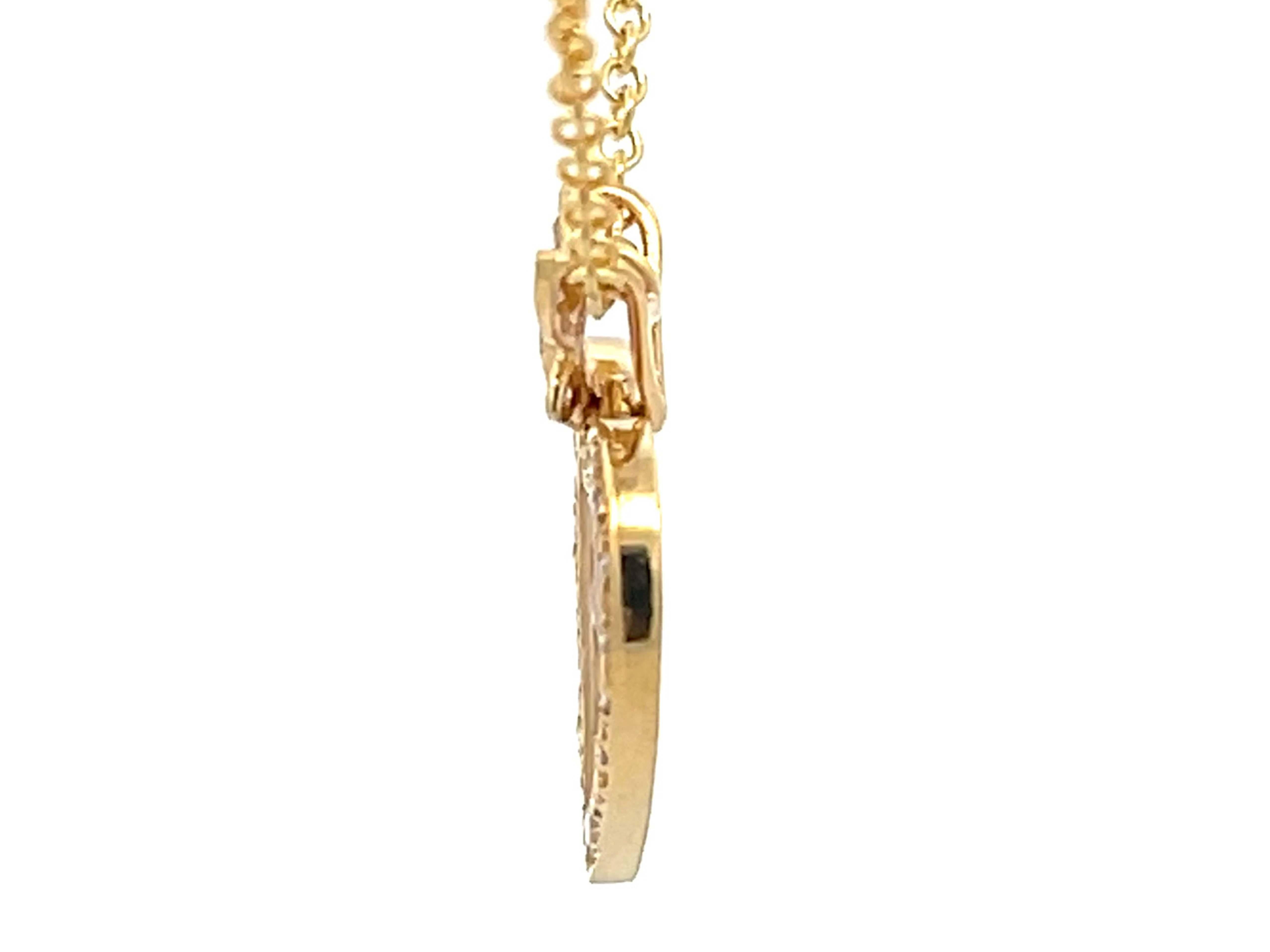 Women's Diamond Butterfly Heart Necklace in 18k Yellow Gold For Sale