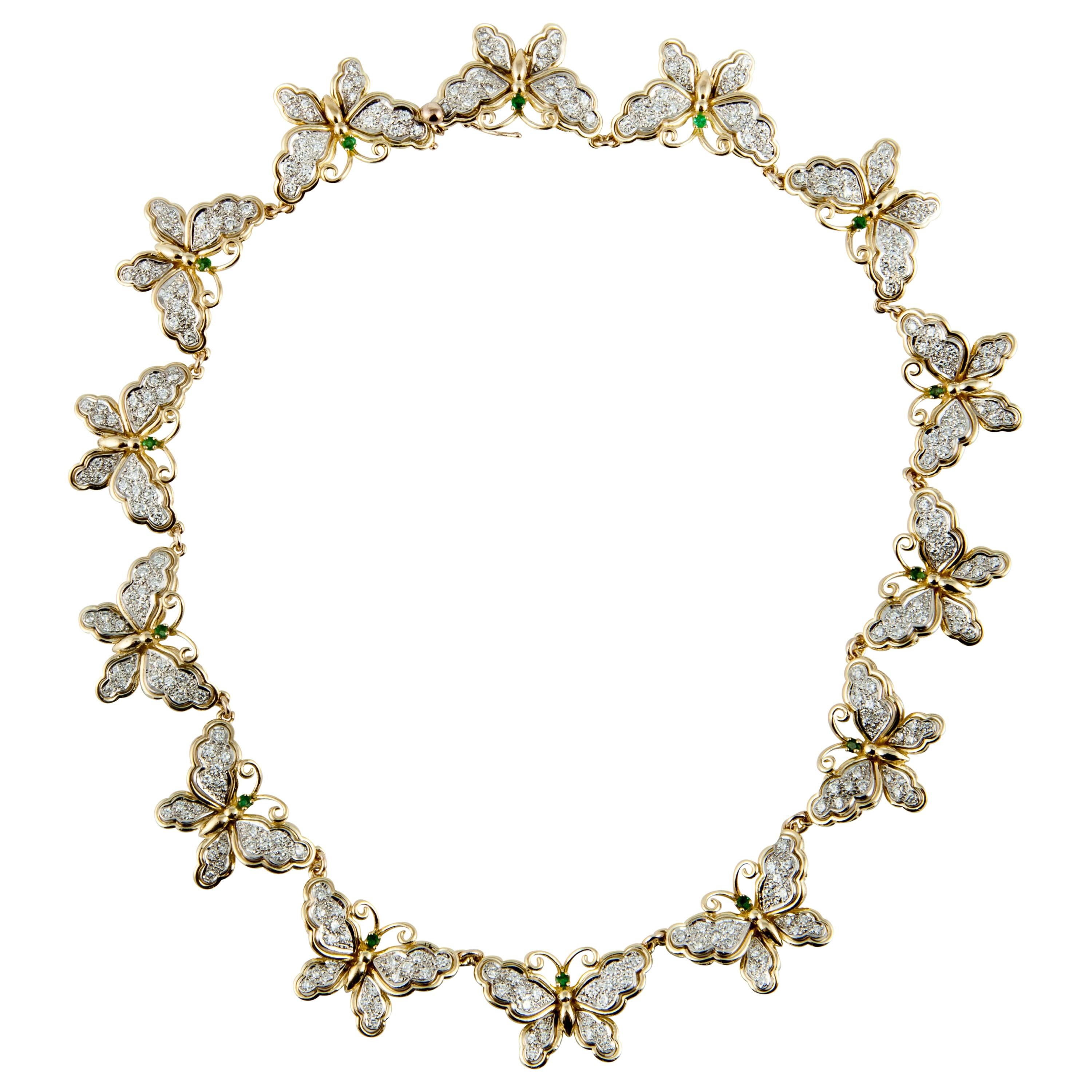  Diamond Butterfly Necklace in 18K Two-Tone Gold
