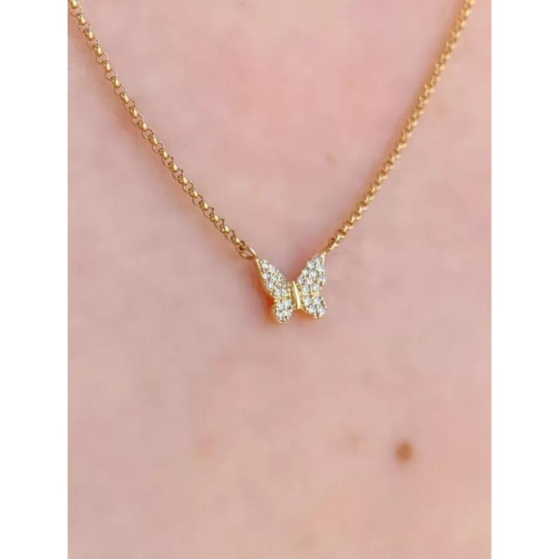 Collana di diamanti a farfalla per donne Collana di farfalle minuscole in oro massiccio 14K
Nota - senza catena
Leggero, può essere indossato tutti i giorni

Informazioni aggiuntive:
Dimensioni della farfalla: 7x10mm circa
Condit: Nuovo senza