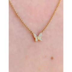 Diamond Tiny Butterfly PEndant in 14K Solid Gold