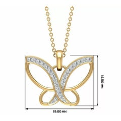 Diamond Butterfly Pendant Charm Necklace in 14k Solid Gold