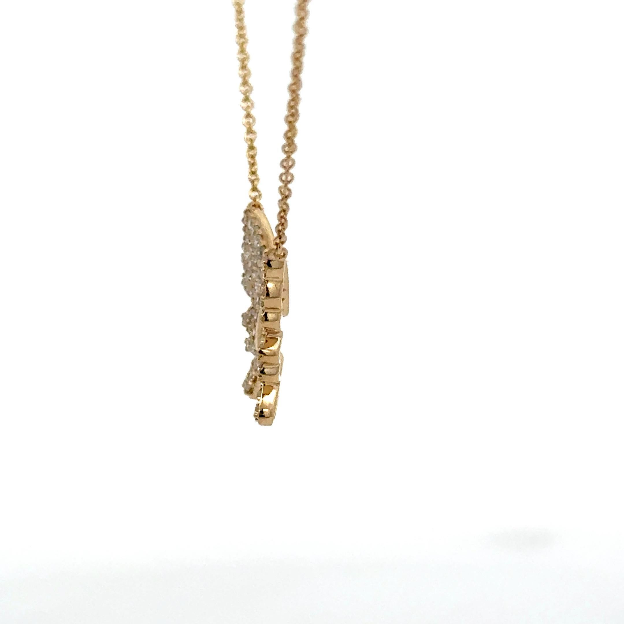 Diamond Butterfly Pendant Necklace 0.35 Carats 14 Karat Yellow Gold 2.13 Grams In New Condition For Sale In New York, NY