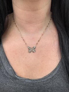 Diamond Butterfly Pendant Necklace 0.42 Carats 14 Karat Rose Gold Adjustable