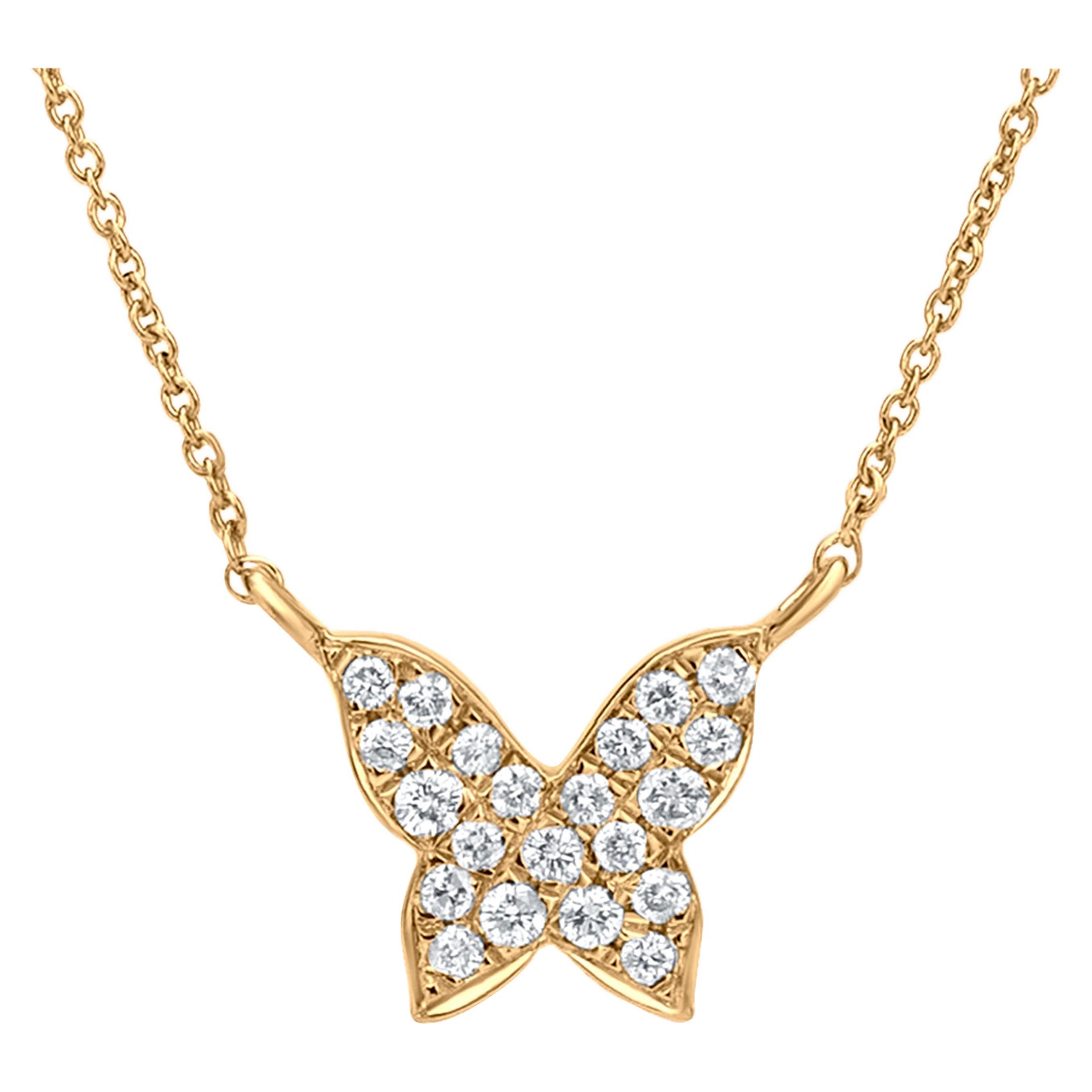 Butterfly Diamond Pendant Necklace in 18k Yellow Gold