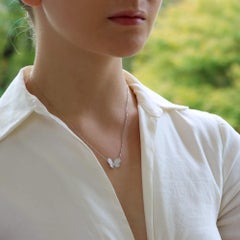 Diamond Butterfly Pendant Set in 18k White Gold