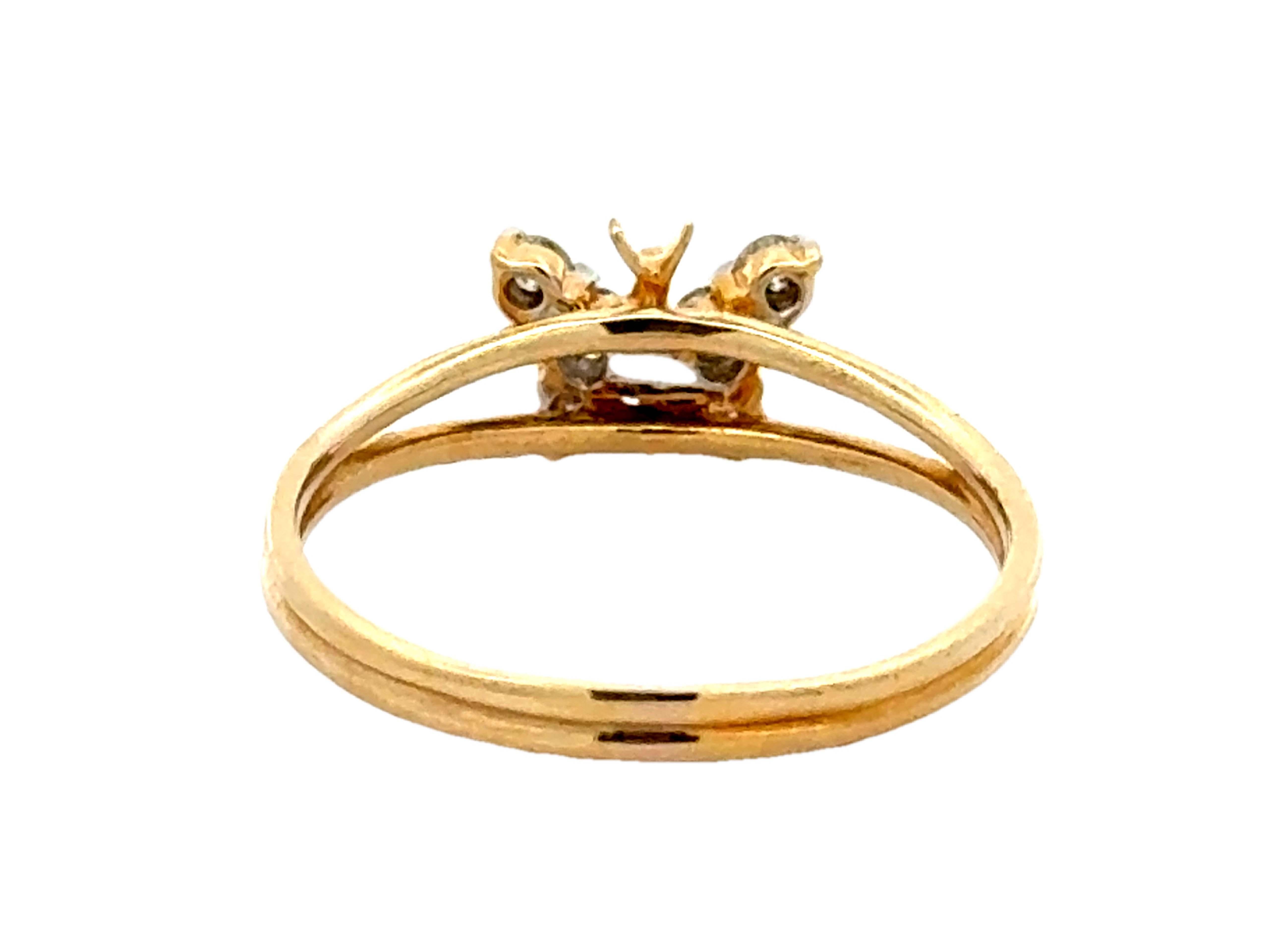 Uomo Anello con farfalla di diamanti in oro giallo 14K in vendita
