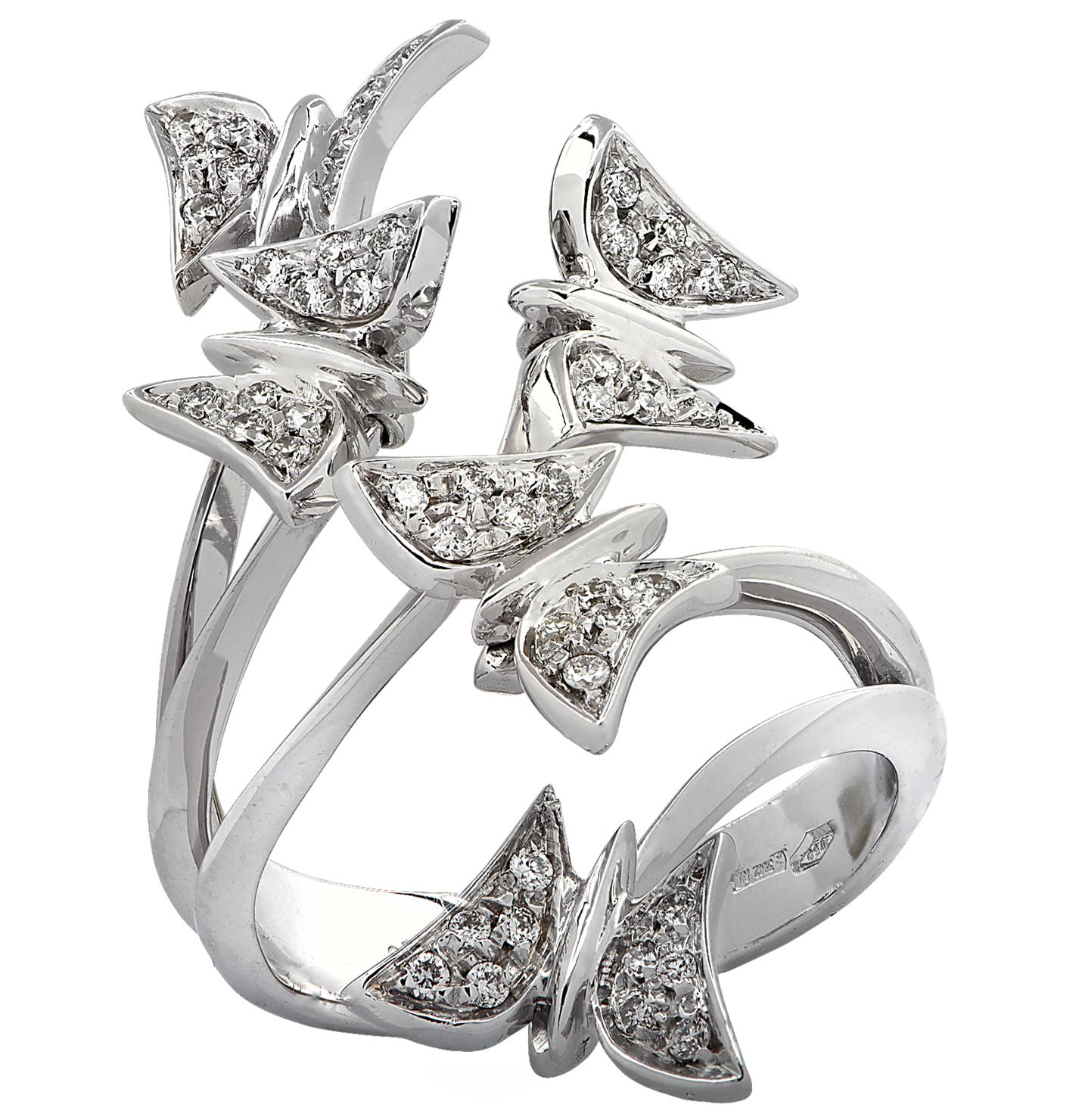 Round Cut Diamond Butterfly Ring