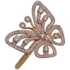 Diamond Butterfly Ring in Rose Gold - Statement / Fashion Ring