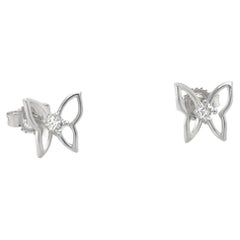 Diamond Butterfly Stud Earrings 14K White Gold