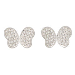 Diamond Butterfly Stud Earrings Set in 18k White Gold