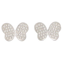 Diamond Butterfly Stud Earrings Set in 18k White Gold