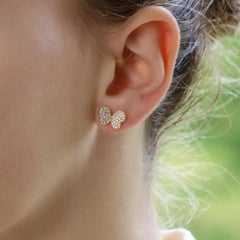 Diamond Butterfly Stud Earrings Set in 18k Yellow Gold