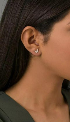 Diamond Butterfly Studs Earring in 14k Solid Gold