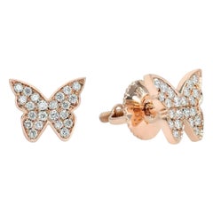 Diamant-Schmetterling-Ohrstecker aus 14k massivem Gold