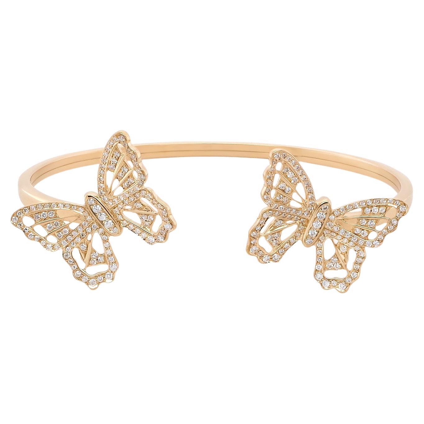 Diamond Butterly Bangle in 18k Yellow Gold