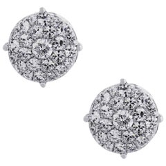 Diamond Button Cluster Earrings