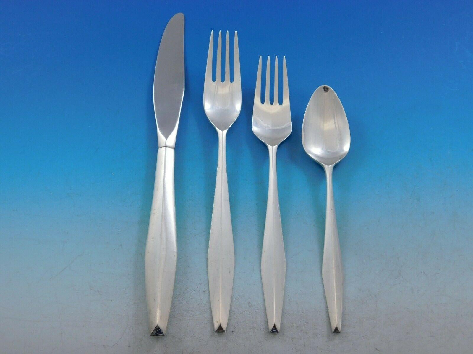 Mid-Century Modern Diamond by Reed and Barton Sterling Silver Flatware Set 12 Service 79 Pcs Modern
