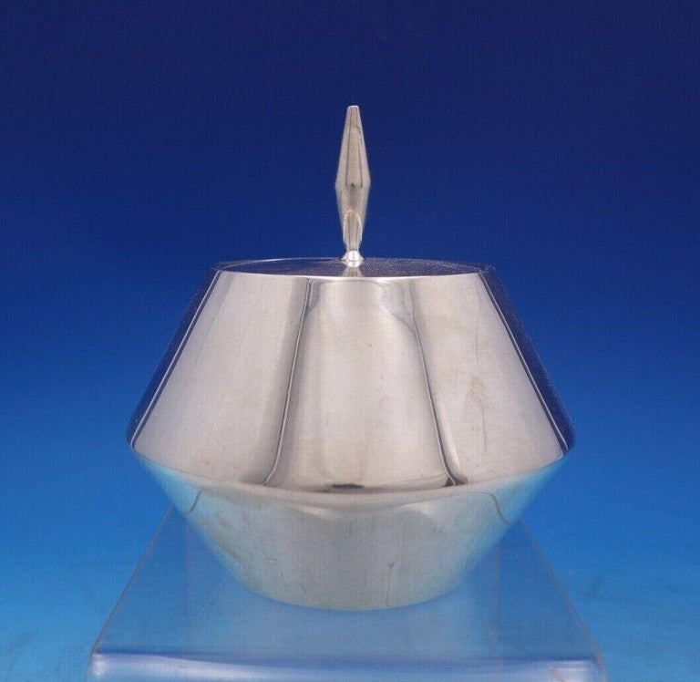 Diamond by Reed and Barton Sterling Silver Tea Set 3pc w/ Rattan Handle '7067' For Sale at 1stDibs