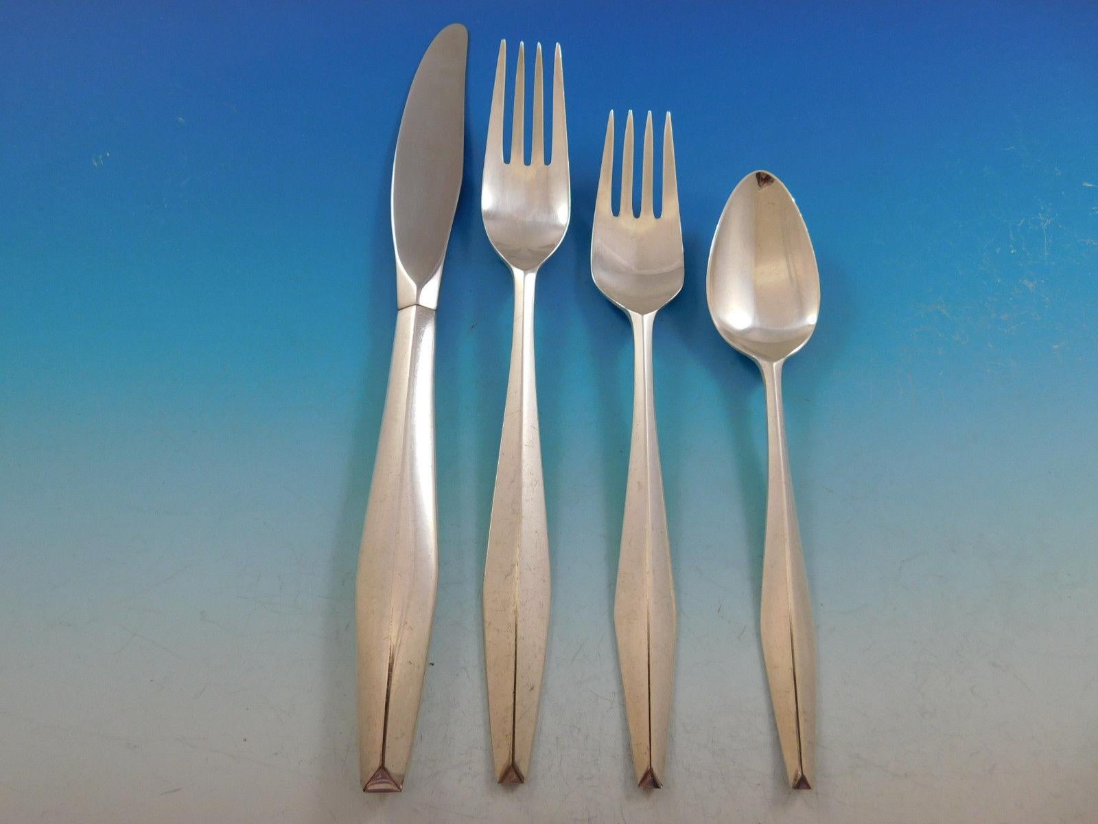 Diamond by Reed & Barton Sterling Silver Flatware Set for 8 Service 40 Pc Ponti In Excellent Condition In Big Bend, WI