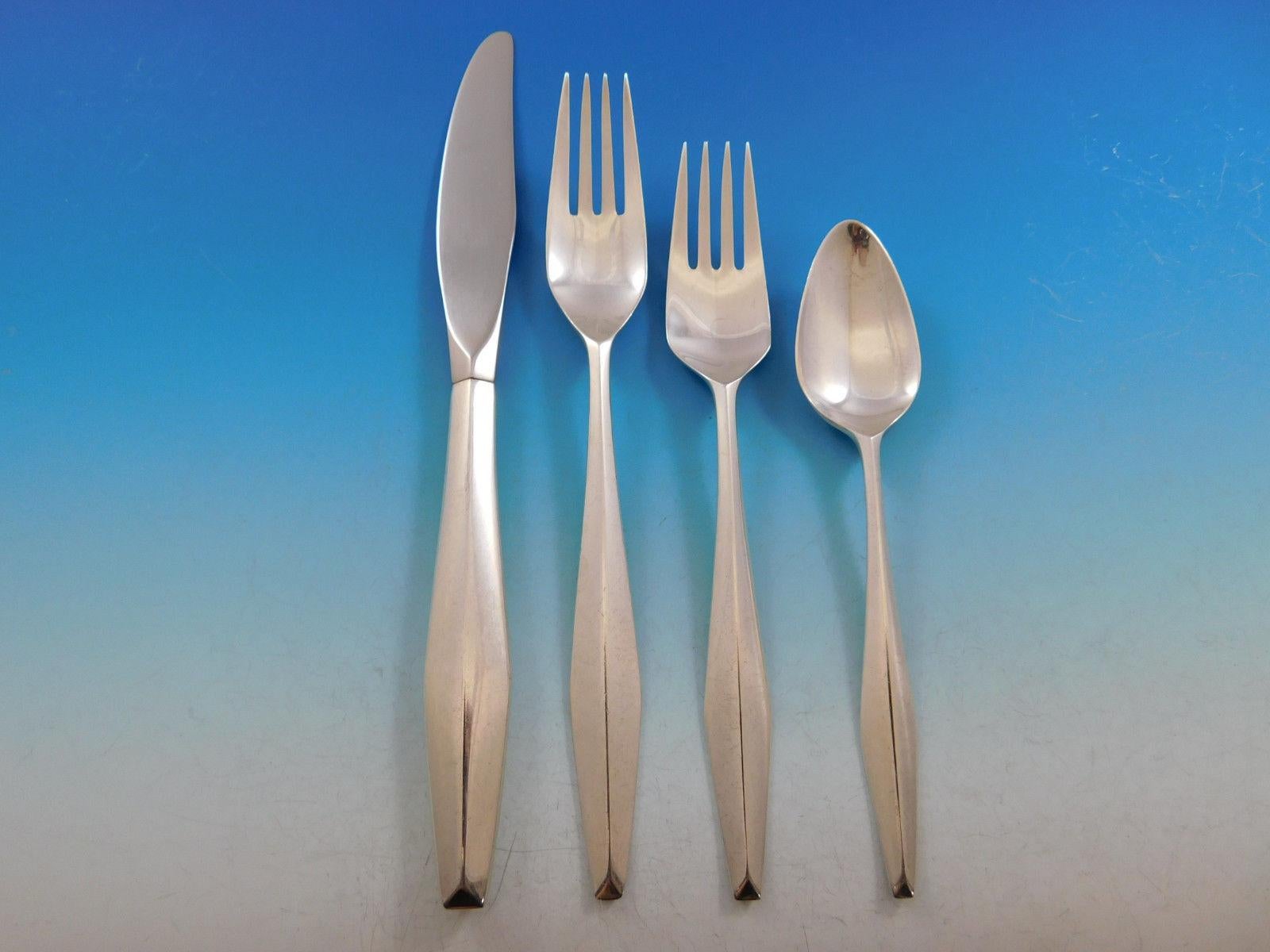 Diamond by Reed & Barton Sterling Silver Flatware Set for 8 Service 48 Pcs Ponti In Excellent Condition In Big Bend, WI