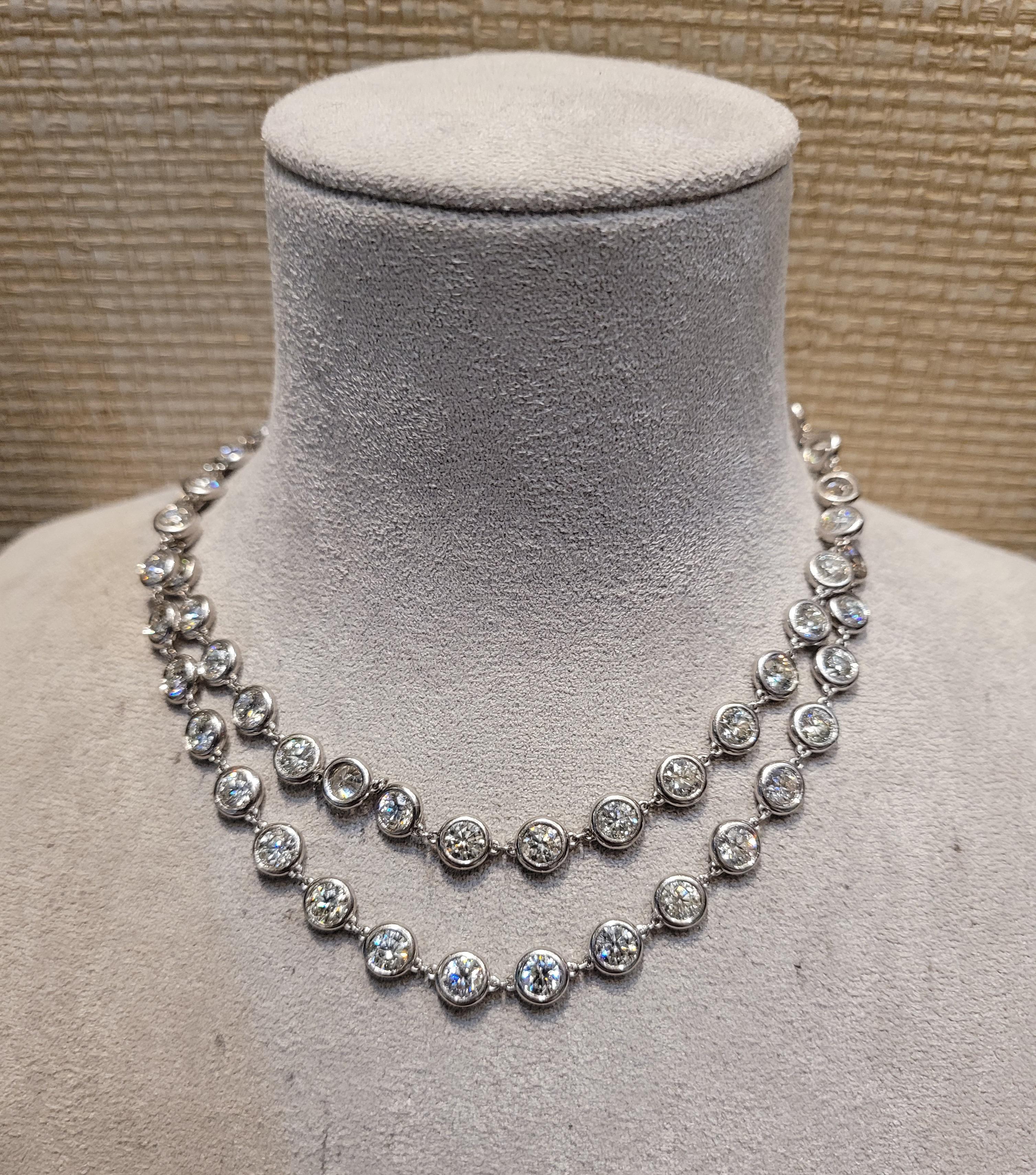 Taille ronde Spectra Collier en or 18 carats « Diamond-by-the-Yard » pour bijoux fins en vente