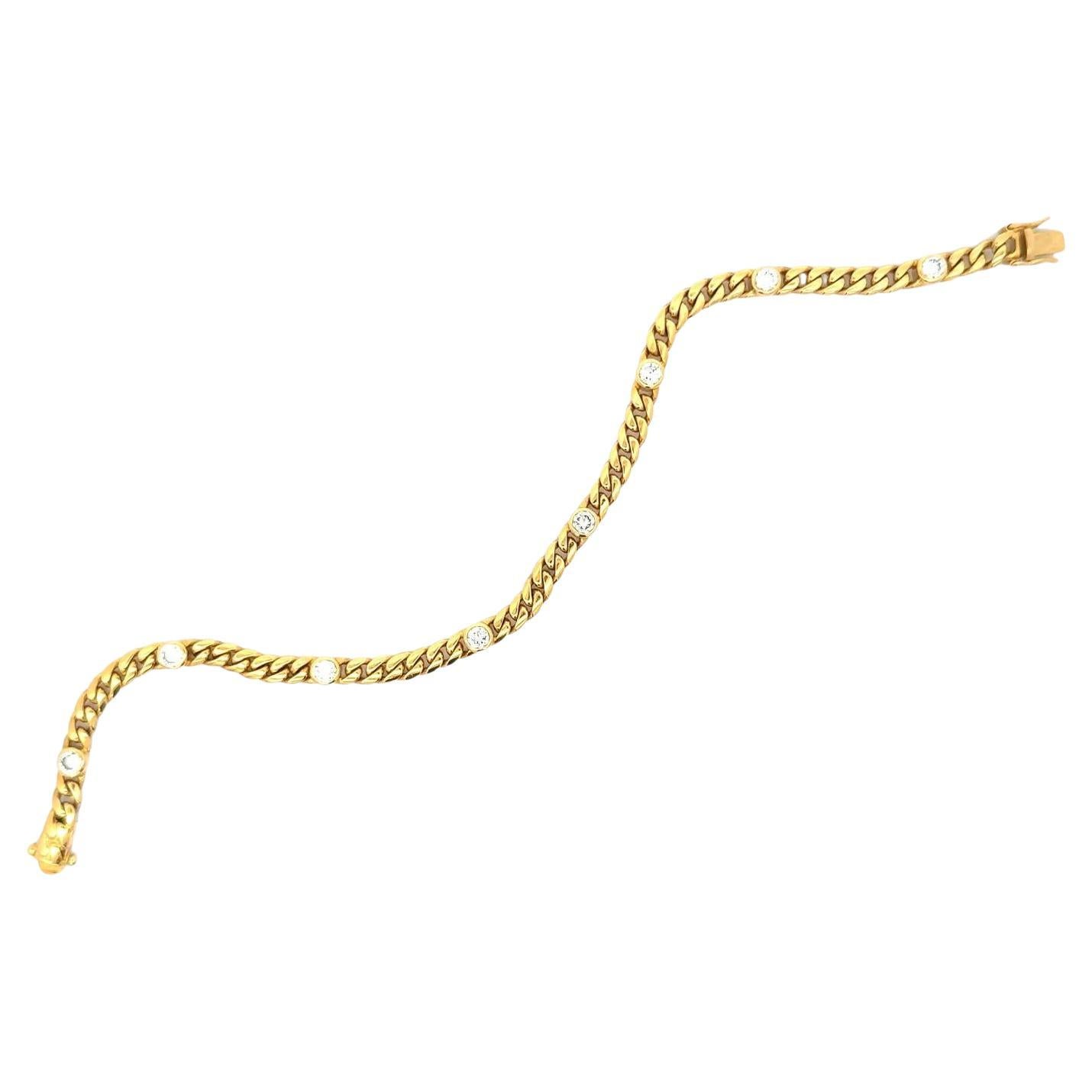 Diamond By The Yard Curb Link 18 Karat Yellow Gold Bracelet