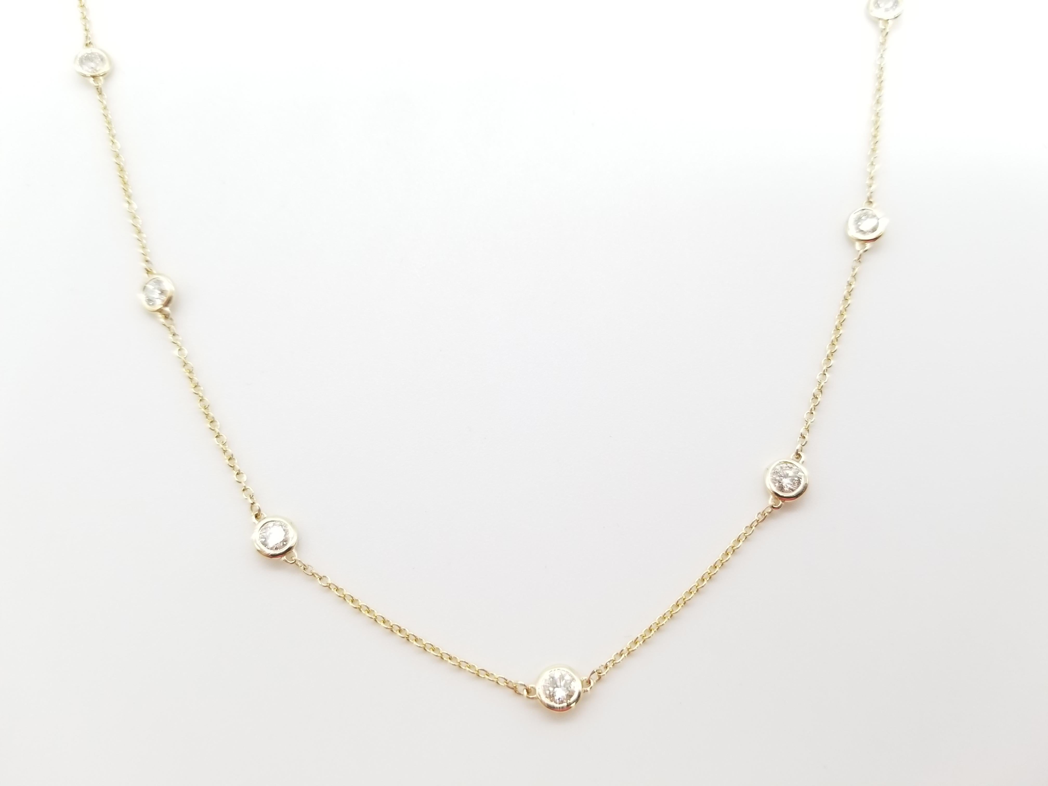 1.30 Karat 11 Stations Diamond by the Yard Halskette 14 Karat Gelbgold 18'' im Zustand „Neu“ in Great Neck Plaza, NY