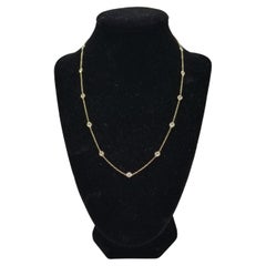 1.30 Carats 11 Stations Diamond by the Yard Necklace 14 Karat Yellow Gold 18''