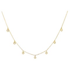Diamond By The Yard Necklace - 14K Yellow Chain - 7 Natural Dangling Diamonds