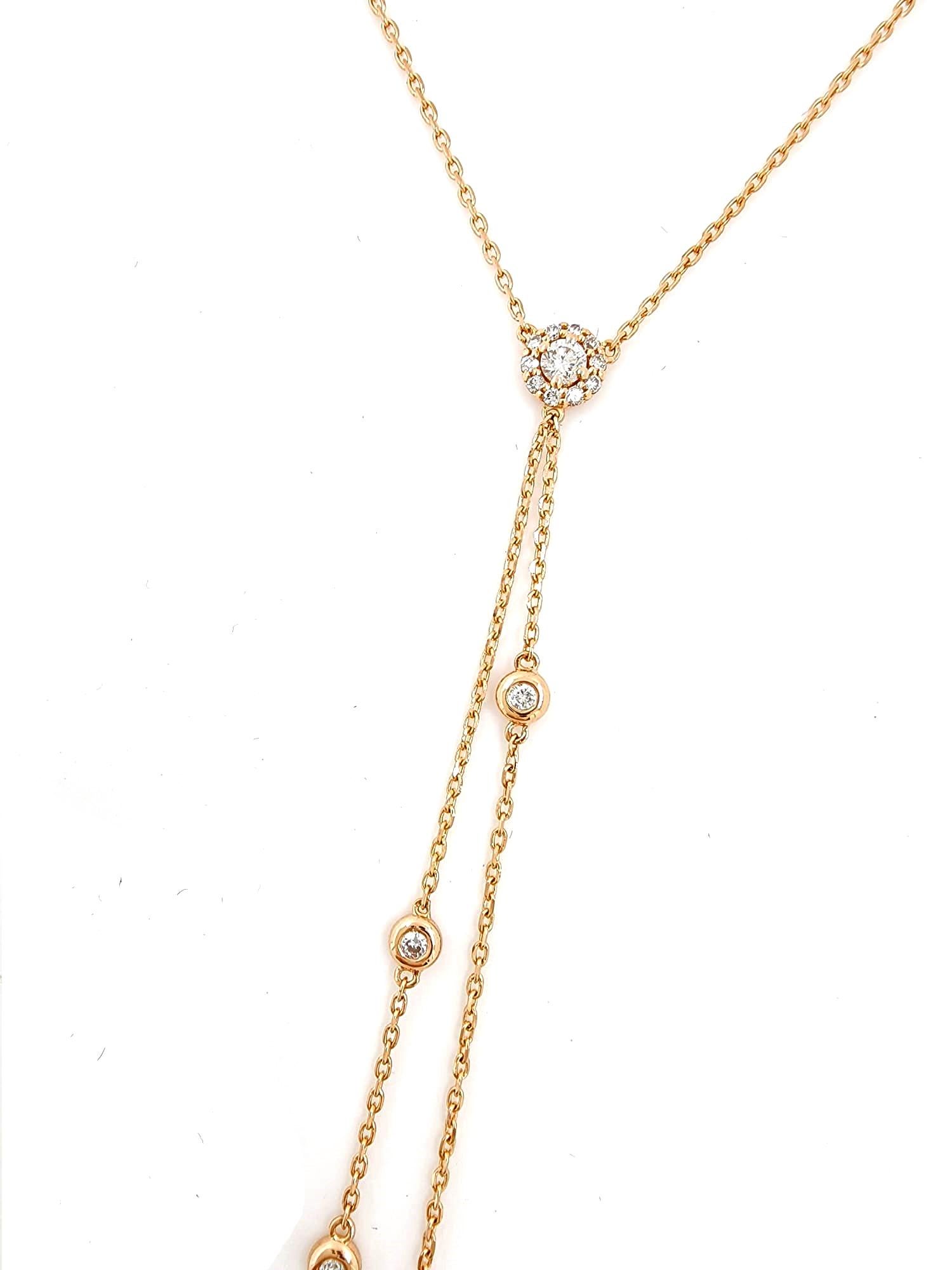 Diamond by the Yard Necklace in 14 Karat Rose Gold In New Condition For Sale In Hong Kong, HK