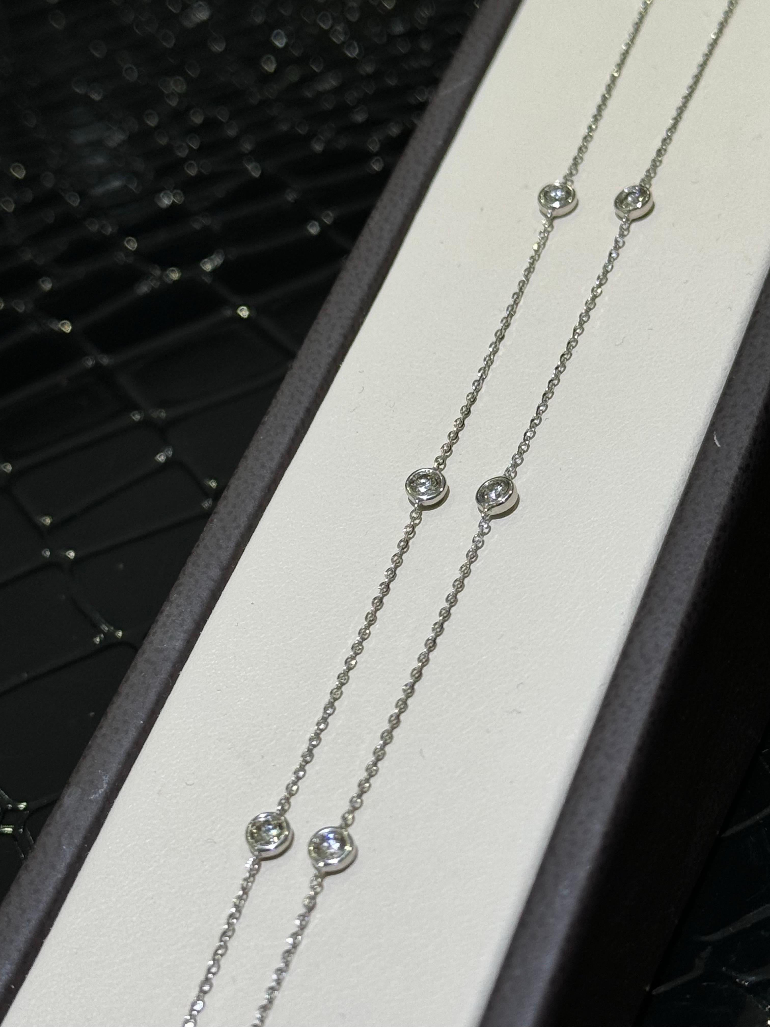 Diamond By The Yard Halskette in 14k Weißgold  (Moderne) im Angebot