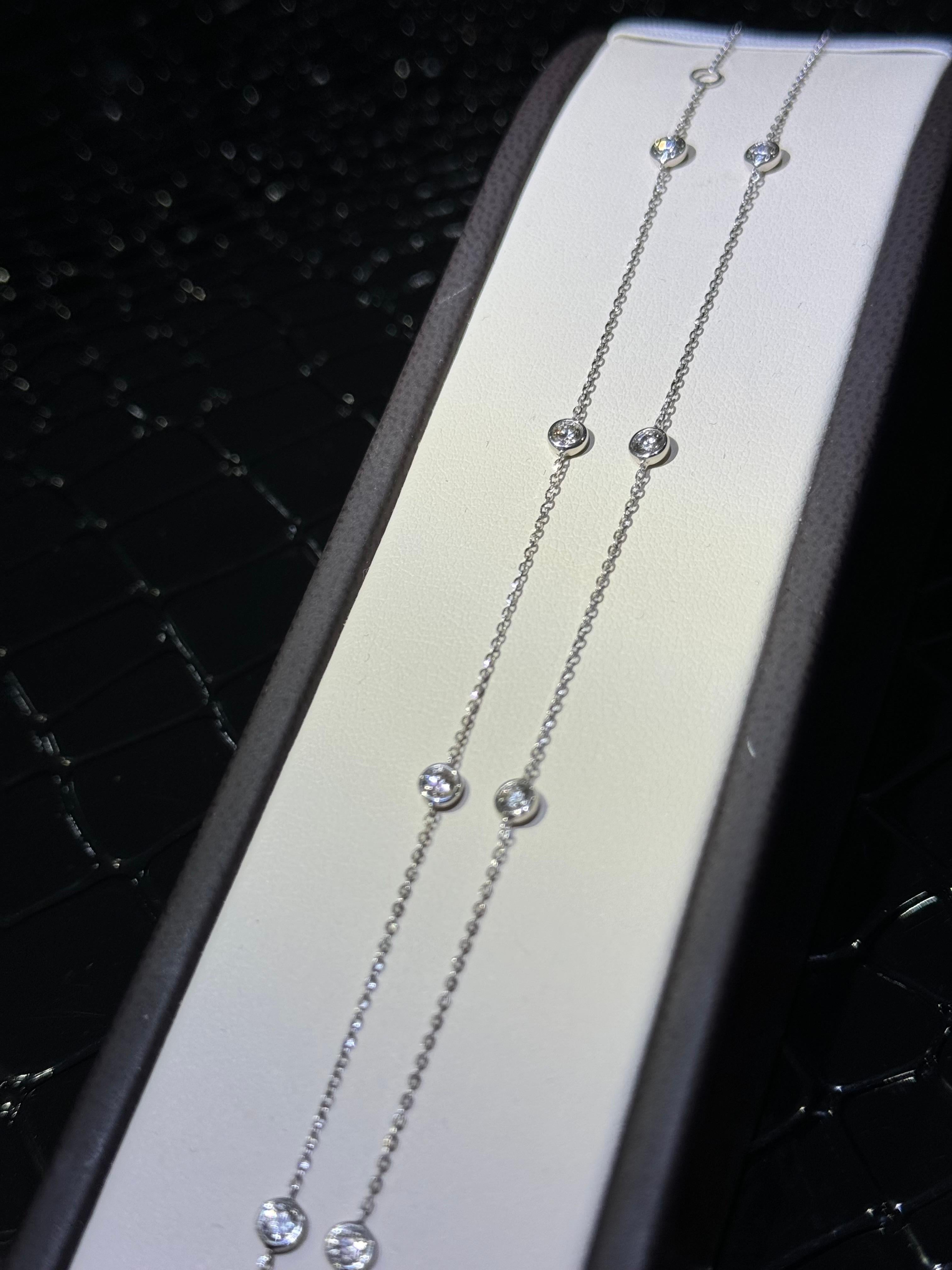 Diamond By The Yard Necklace In 14k White Gold  In New Condition For Sale In Fort Lauderdale, FL