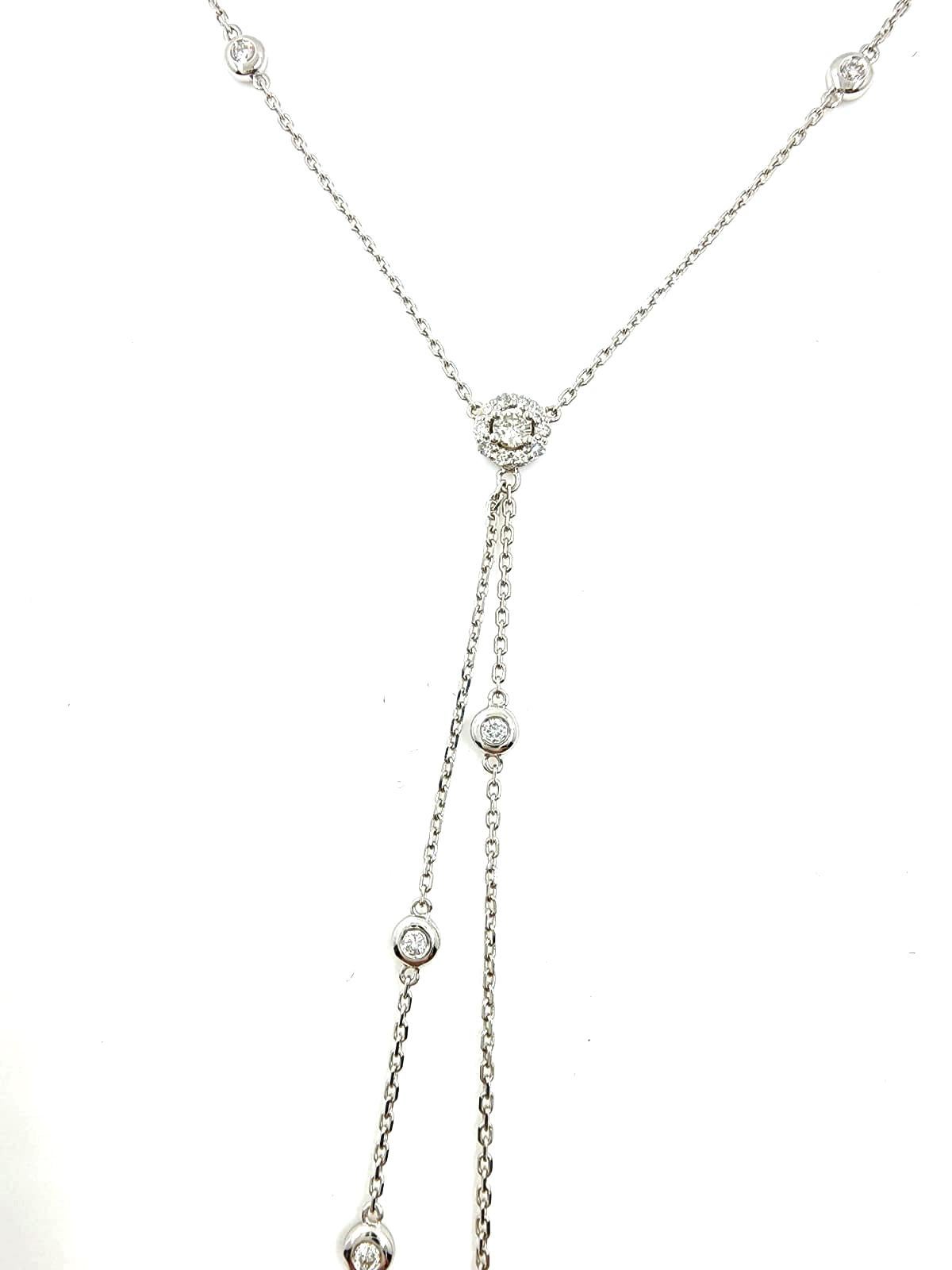 Modern Diamond by the Yard Necklace in 18 Karat White Gold For Sale
