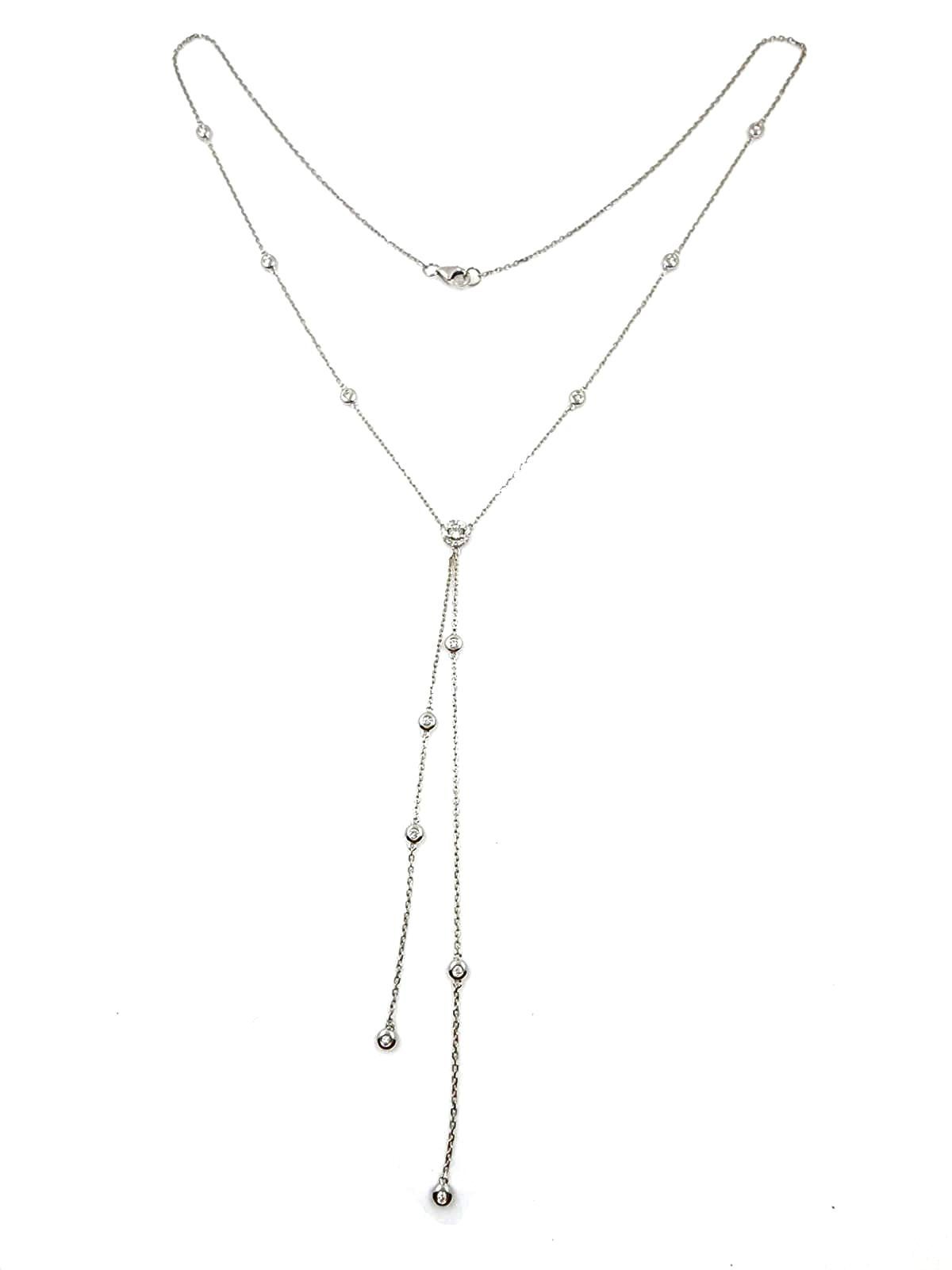 Diamond by the Yard Necklace in 18 Karat White Gold In New Condition For Sale In Hong Kong, HK