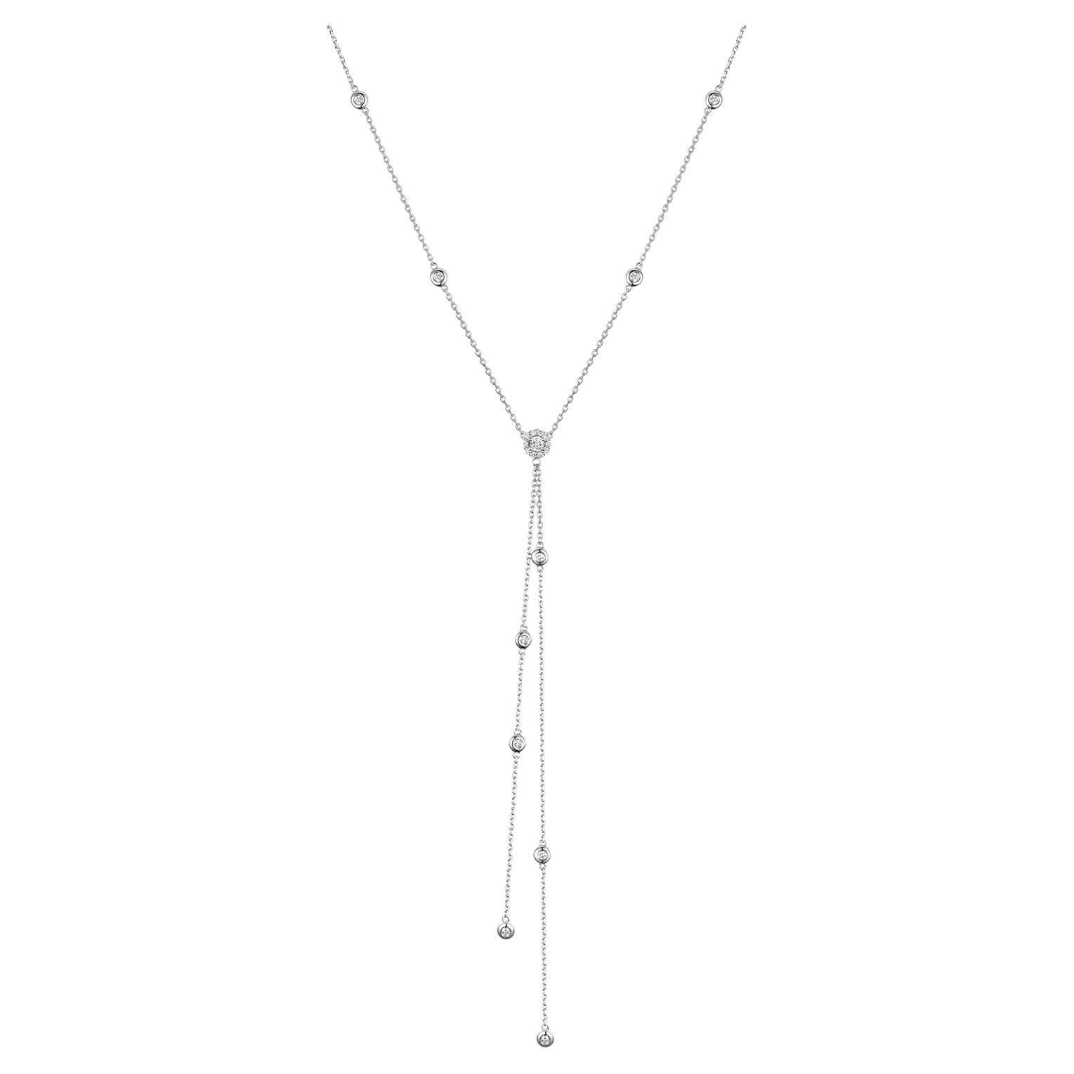 Diamond by the Yard Necklace in 18 Karat White Gold For Sale