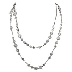 Diamond by the Yard Necklace Modern 18K White Gold ~27.69ctw Diamonds 32" Length