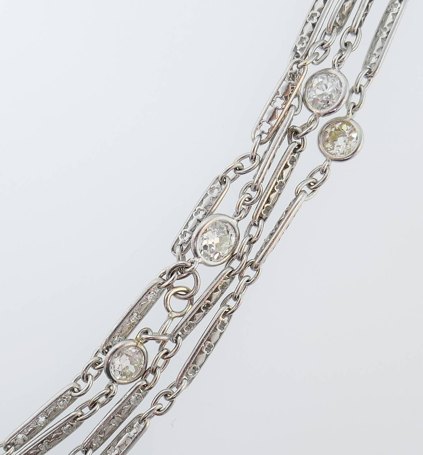 Women's Diamond by the Yard Platinum Chain Necklace Art Deco