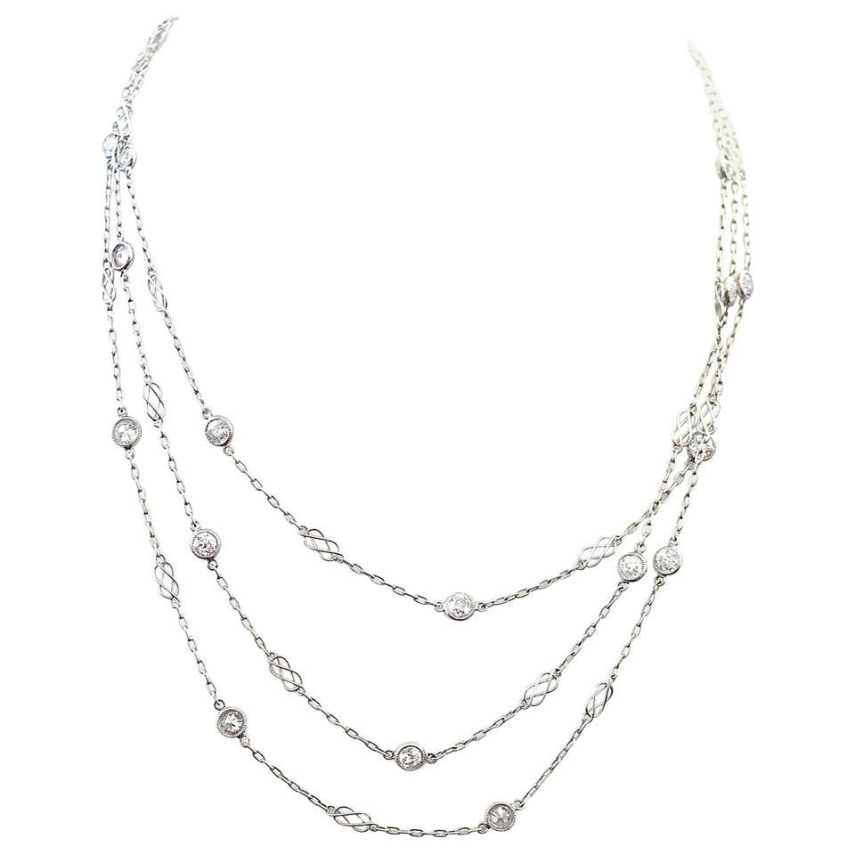 Diamonds by The Yard Platinum Necklace For Sale at 1stDibs