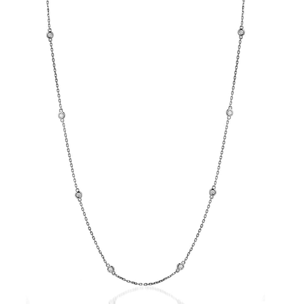 Women's Diamond By The Yard Round-Cut Bezel Necklace For Sale