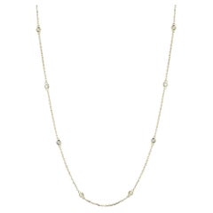 Diamond Station 14K Gold Round Cut Bezel Necklace