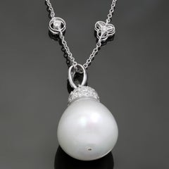 Diamond by the Yard South Sea Baroque Pearl White Gold Pendant Necklace