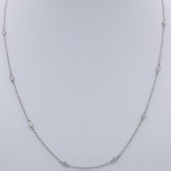 1.02 Carat Total Weight Station Necklace 18" 14K White Gold by Creator Abe Mor
