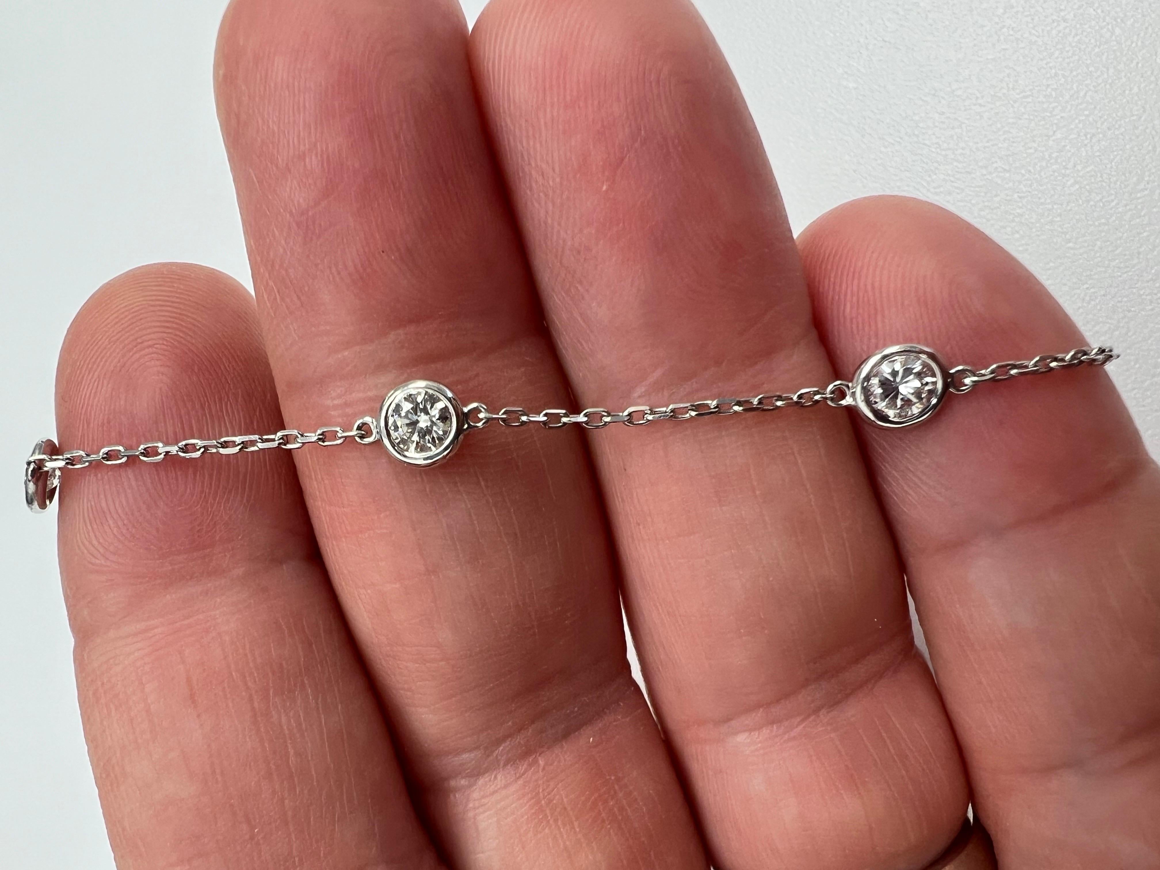Diamond By The Yards Bracelet in 14k White Gold With 5 Natural Diamonds
5 Natural Full Brilliant Cut Diamonds
14K White Gold
1.00 Total Carat Weight
MADE IN USA
Best Seller Bracelet for every occasion
