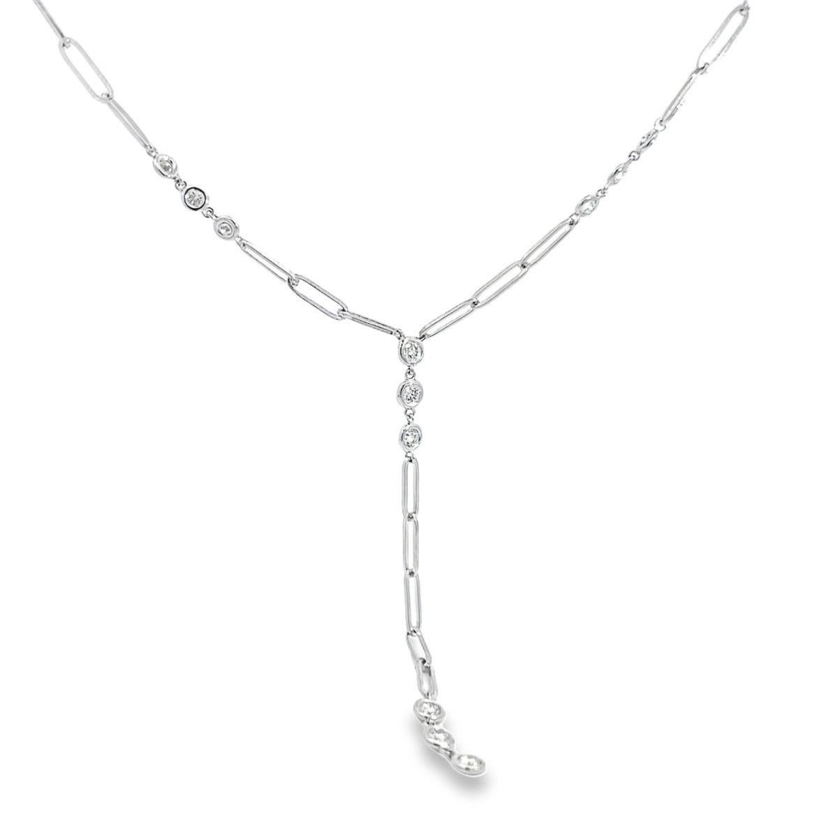 Collier Diamond By The Yards avec chaîne coulissante en papier - Diamants naturels - 14 carats WG en vente